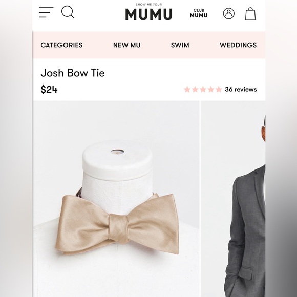 Show me your MUMU Josh Bow Tie in Champagne Solid - Picture 1 of 1